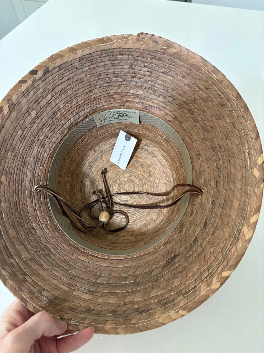 Anthropologie Woven Straw Sun Hat with Chin Tie - Brown